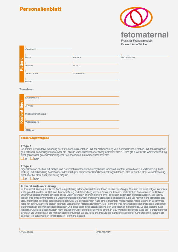 Personalienblatt fetomaternal